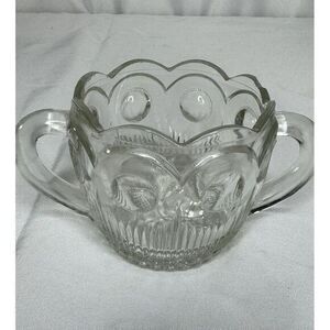 Vintage Barlett Collins Sugar Bowl St Genevieve Pattern Clear Glass Handle Good‎